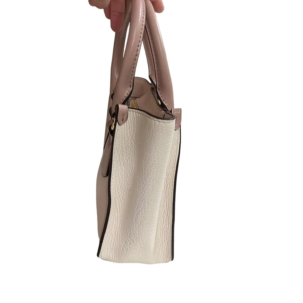 Michael Kors Kris Small Satchel Pink Cream Pebbled Leather Gold Hardware Handbag